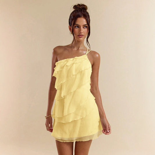 Elegant Backless Versatile Slim-fit Slash-Neck Slip Dress For Women