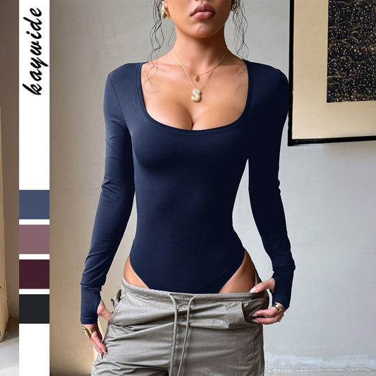 Womens Yoga Long-Sleeve Tight Bodysuit